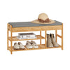 SoBuy FSR47-N Banc de Pantofi cu Raft și Sertare Laterale, Banchetă pentru Hol Intrare – 90x30x45 cm, Natural