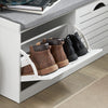 SoBuy FSR62-II-W Banc pentru Pantofi cu Pernă Căptușită și Spațiu de Depozitare pentru Hol/Intrare – 97x30x47 cm, Alb