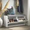 SoBuy Shoe bench 97x30x47cm - White with Gray Cushion FSR62-II-W