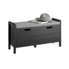 SoBuy FSR63-II-SCH Banc à Chaussures avec Coussin Rembourré et 2 Portes, Meuble d'Entrée – 91x30x50 cm, Noir
