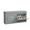 SoBuy FSR64-HG Banc pentru Pantofi 104cm – 2 Uși cu Rabat, Pernă Detașabilă, 150kg, Certificat FSC®, Subțire 24cm – Gri