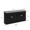 SoBuy FSR64-SCH Banc pentru pantofi cu 2 compartimente rabatabile și pernă căptușită, Cutie de depozitare pentru intrare – 104x24x51 cm, Negru