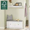 SoBuy FSR64-W Banc pentru Pantofi 104 cm – 8 Perechi, Pernă Lavabilă, Subțire 24 cm, FSC®, Alb