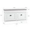SoBuy FSR64-WG Scandier care economisește subțire de la containerul de bancă de intrare cu pernă, cizme de piept reglabile pentru cameră, coridor, 104x24x51cm, efect de lemn în vârstă albă