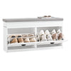 SoBuy FSR64-WG Scandier care economisește subțire de la containerul de bancă de intrare cu pernă, cizme de piept reglabile pentru cameră, coridor, 104x24x51cm, efect de lemn în vârstă albă