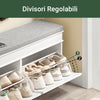 SoBuy FSR64-WG Scandier care economisește subțire de la containerul de bancă de intrare cu pernă, cizme de piept reglabile pentru cameră, coridor, 104x24x51cm, efect de lemn în vârstă albă