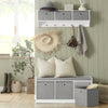 SoBuy Bastarque baie Cassapanca Bănci de baie cu 3 coșuri alb și gri L102*P32*A45cm FSR65-DG