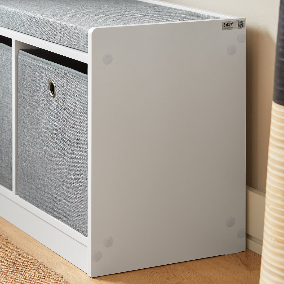 SoBuy FSR65-K-DG Banc pentru Pantofi cu Pernă Căptușită și 2 Coșuri de Depozitare pentru Intrare – 68x32x45 cm, Gri Închis