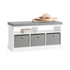 SoBuy FSR67-HG Banc pentru Pantofi cu Pernă Căptușită, 2 Compartimente și 3 Coșuri pentru Hol – 96x35x50 cm, Gri