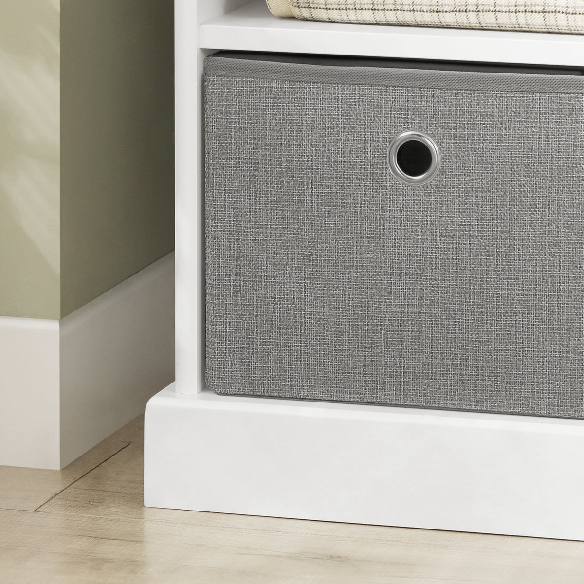 SoBuy FSR67-HG Banc pentru Pantofi cu Pernă Căptușită, 2 Compartimente și 3 Coșuri pentru Hol – 96x35x50 cm, Gri