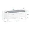 SoBuy Recipient cu piept alb Scaun Bench Bench cu pernă 2 sertare cu ghiduri albe L100*P40*A40CM FSR74-W