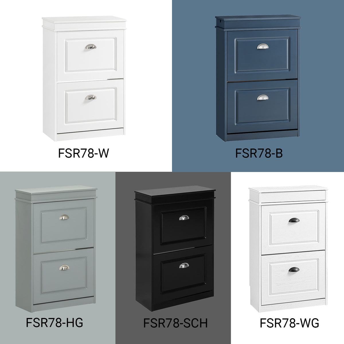 SoBuy FSR78-B Dulap de Pantofi cu 2 Uși Batante, Organizator 8 Perechi pentru Hol – 54x24x83 cm, Albastru