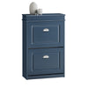 SoBuy FSR78-B Dulap de Pantofi cu 2 Uși Batante, Organizator 8 Perechi pentru Hol – 54x24x83 cm, Albastru