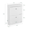 SoBuy FSR78-L-W Dulap de pantofi cu 2 uși rabatabile, depozitare 12 perechi, îngust 24cm pentru hol intrare – 75x24x96 cm, Alb