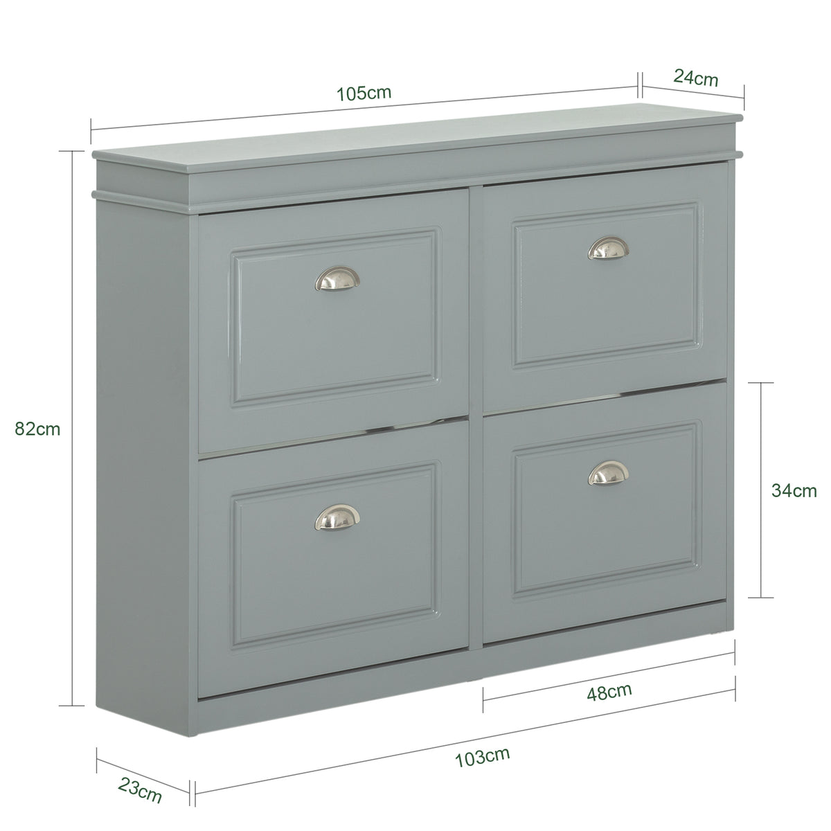 SoBuy FSR79-HG Dulap de pantofi cu 4 uși rabatabile, 16 perechi, certificat FSC®, subțire 24 cm – Gri