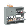 SoBuy FSR79-HG Dulap de pantofi cu 4 uși rabatabile, 16 perechi, certificat FSC®, subțire 24 cm – Gri