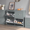 SoBuy FSR79-HG Dulap de pantofi cu 4 uși rabatabile, 16 perechi, certificat FSC®, subțire 24 cm – Gri
