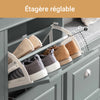 SoBuy FSR79-HG Dulap de pantofi cu 4 uși rabatabile, 16 perechi, certificat FSC®, subțire 24 cm – Gri