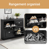 SoBuy FSR79-SCH Dulap pantofi cu 4 uși rabatabile, Suport pentru 16 perechi, pentru hol - 105x24x83 cm, Negru