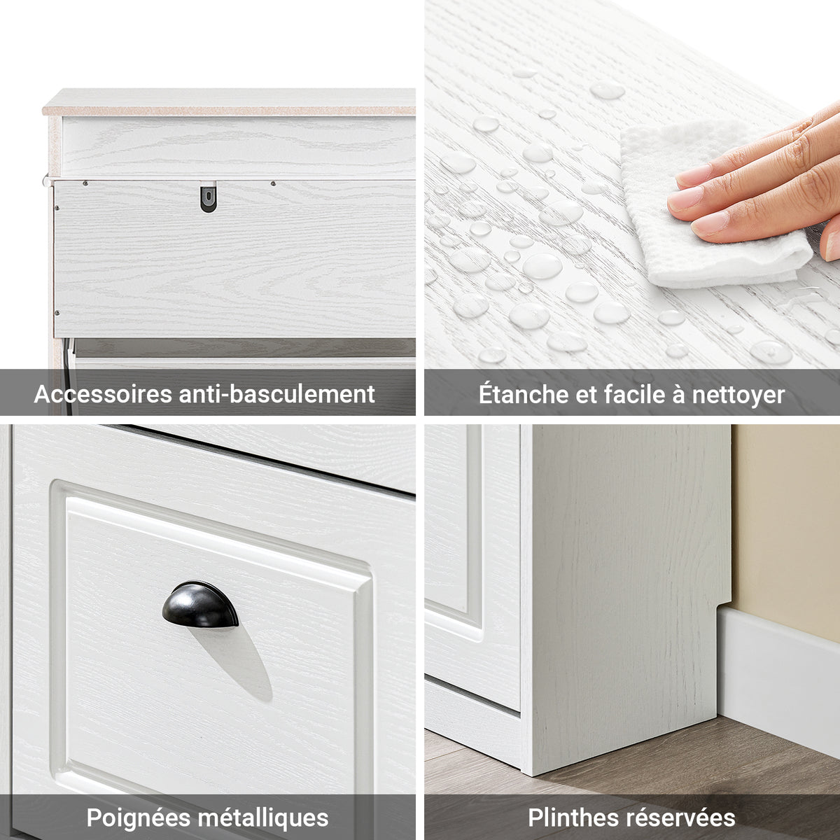 SoBuy FSR79-WG + FSR78-WG Set Pantofar cu 4 + 2 Uși Rabatanate, Depozitare 24 Perechi, Economie de Spațiu – Efect Lemn Învechit Alb