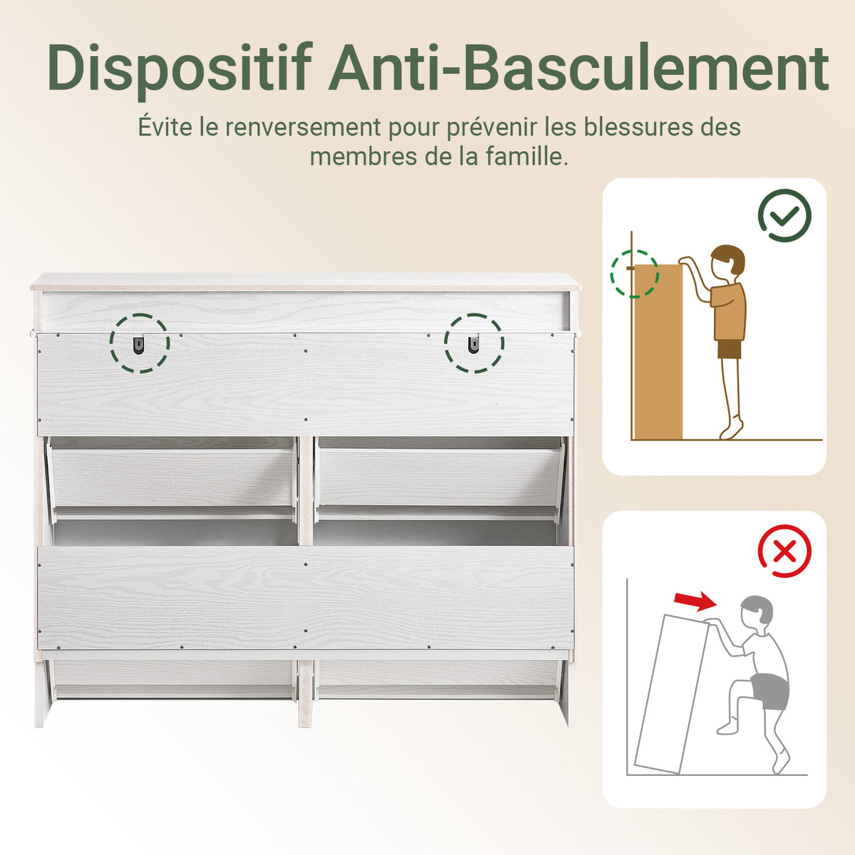 SoBuy FSR79-WG Dulap pentru Pantofi Slim 23 cm – 16 Perechi, 4 Sertare Rabatabile, Alb cu Efect Lemn Vechi