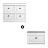 SoBuy FSR79-WG + FSR82-L-WG Set Dulap de Pantofi cu 4 Rabatante și Bancă cu Pernă, Organizator 20 Perechi – Efect Lemn Vechi Alb