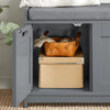SoBuy FSR80-SG Banc pentru Pantofi cu Pernă Căptușită, 2 Uși și 1 Cub de Depozitare pentru Hol – 90x35x45 cm, Gri Argintiu