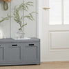 SoBuy FSR80-SG Banc pentru Pantofi cu Pernă Căptușită, 2 Uși și 1 Cub de Depozitare pentru Hol – 90x35x45 cm, Gri Argintiu