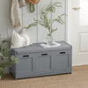 SoBuy FSR80-SG Banc pentru Pantofi cu Pernă Căptușită, 2 Uși și 1 Cub de Depozitare pentru Hol – 90x35x45 cm, Gri Argintiu