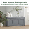 SoBuy FSR80-SG Banc pentru Pantofi cu Pernă Căptușită, 2 Uși și 1 Cub de Depozitare pentru Hol – 90x35x45 cm, Gri Argintiu