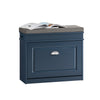 SoBuy FSR82-K-B Banc de pantofi cu pernă căptușită, 1 ușă rabatabilă, sertar și cârlig, subțire 24 cm – 60x24x52 cm, Albastru