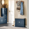 SoBuy FSR82-K-B Banc de pantofi cu pernă căptușită, 1 ușă rabatabilă, sertar și cârlig, subțire 24 cm – 60x24x52 cm, Albastru