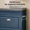 SoBuy FSR82-K-B Banc de pantofi cu pernă căptușită, 1 ușă rabatabilă, sertar și cârlig, subțire 24 cm – 60x24x52 cm, Albastru