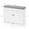 SoBuy FSR82-K-W Banc pentru Pantofi cu Pernă Tapițată și 1 Compartiment, Subțire 24cm pentru Intrare – 60x24x51 cm, Alb