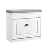 Pre-vânzare SoBuy FSR82-K-WG Bancă pentru pantofi cu pernă căptușită și 1 clapetă, Subțire 24cm pentru Intrare – 61x24x51 cm, Efect de lemn vechi alb