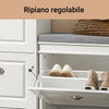 SoBuy Pantofi pantofi belgian rack alb cu scaun FSR82-K-W