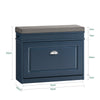 SoBuy FSR82-L-B Banc pentru încălțăminte 75cm – Pernă, 1 Rabatabil, Sertar, Cârlig, 150kg, FSC®, Subțire 24cm – Albastru