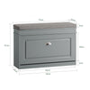 SoBuy FSR82-L-HG Banc pentru Pantofi cu Pernă Tapițată și 1 Compartiment Rabtabil, Subțire 24cm pentru Intrare – 75x24x51 cm, Gri