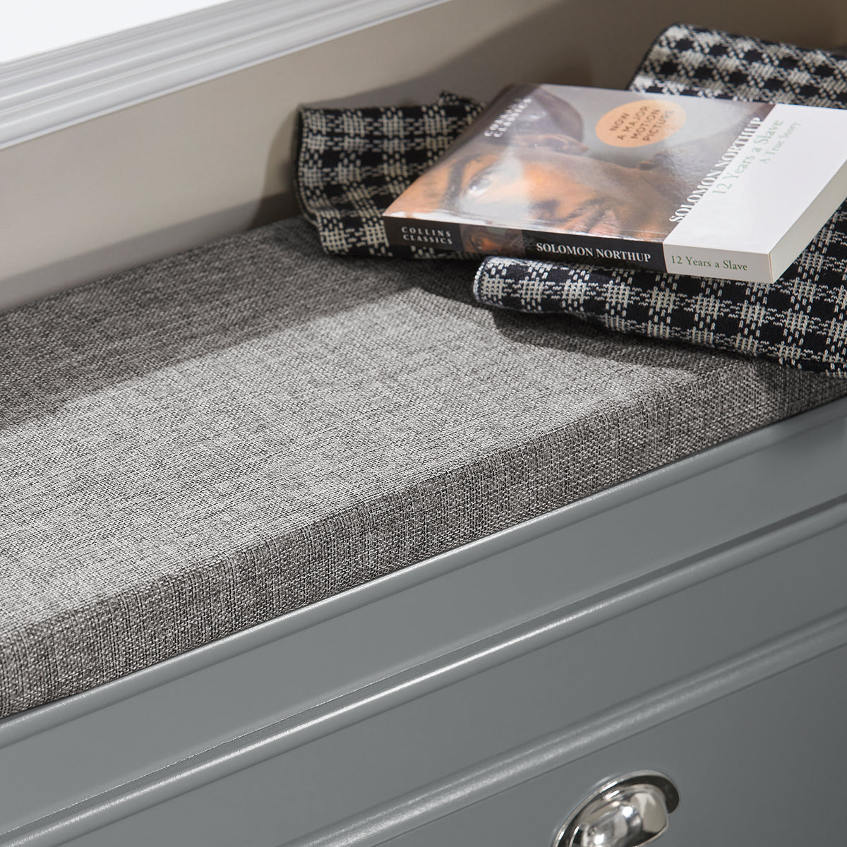 SoBuy FSR82-L-HG Banc pentru Pantofi cu Pernă Tapițată și 1 Compartiment Rabtabil, Subțire 24cm pentru Intrare – 75x24x51 cm, Gri