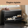 SoBuy FSR82-L-SCH Banc pentru Pantofi cu Pernă Căptușită și 1 Compartiment Rabtabil, Subțire 24 cm pentru Hol – 75x24x51 cm, Negru