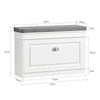 SoBuy FSR82-L-W Banc pentru Pantofi cu Pernă Tapițată și 1 Clapetă, Slim 24cm pentru Intrare – 75x24x51 cm, Alb