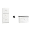 Precomandă SoBuy Set FSR82-L-W + FSR94-W – Set Mobilier Pantofi Alb, Bancă cu Pernă + Dulap cu 3 Uși Basculante 12 Perechi, Organizator Hol 2 Piese