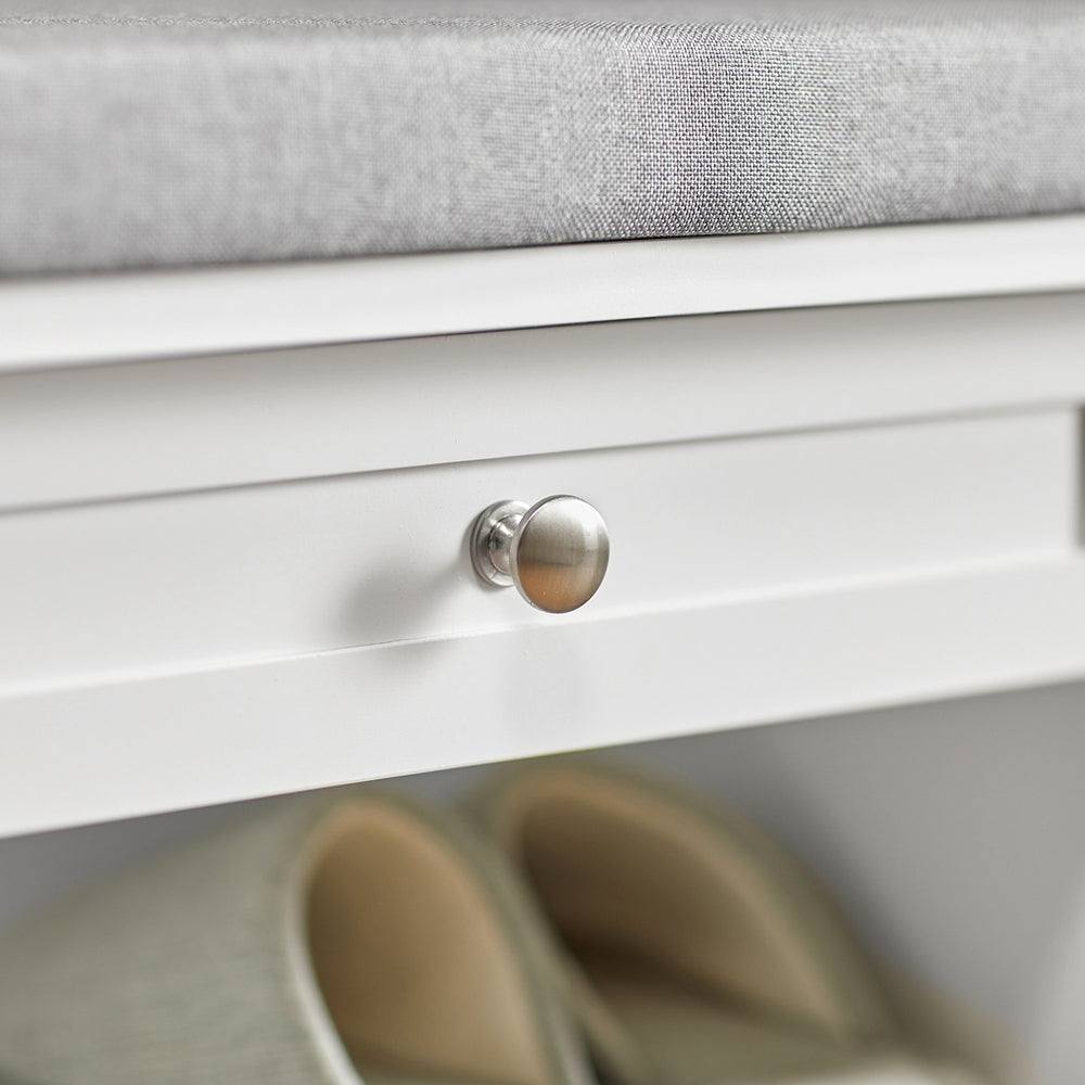 SoBuy FSR83-W Banc pentru Pantofi cu Pernă Căptușită și Spațiu de Depozitare pentru Hol Intrare – 110x35x50 cm, Alb