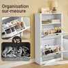 SoBuy FSR87-K-W Armoire à Chaussures 2 Abattants et Compartiment Ouvert pour Entrée Couloir, Blanc
