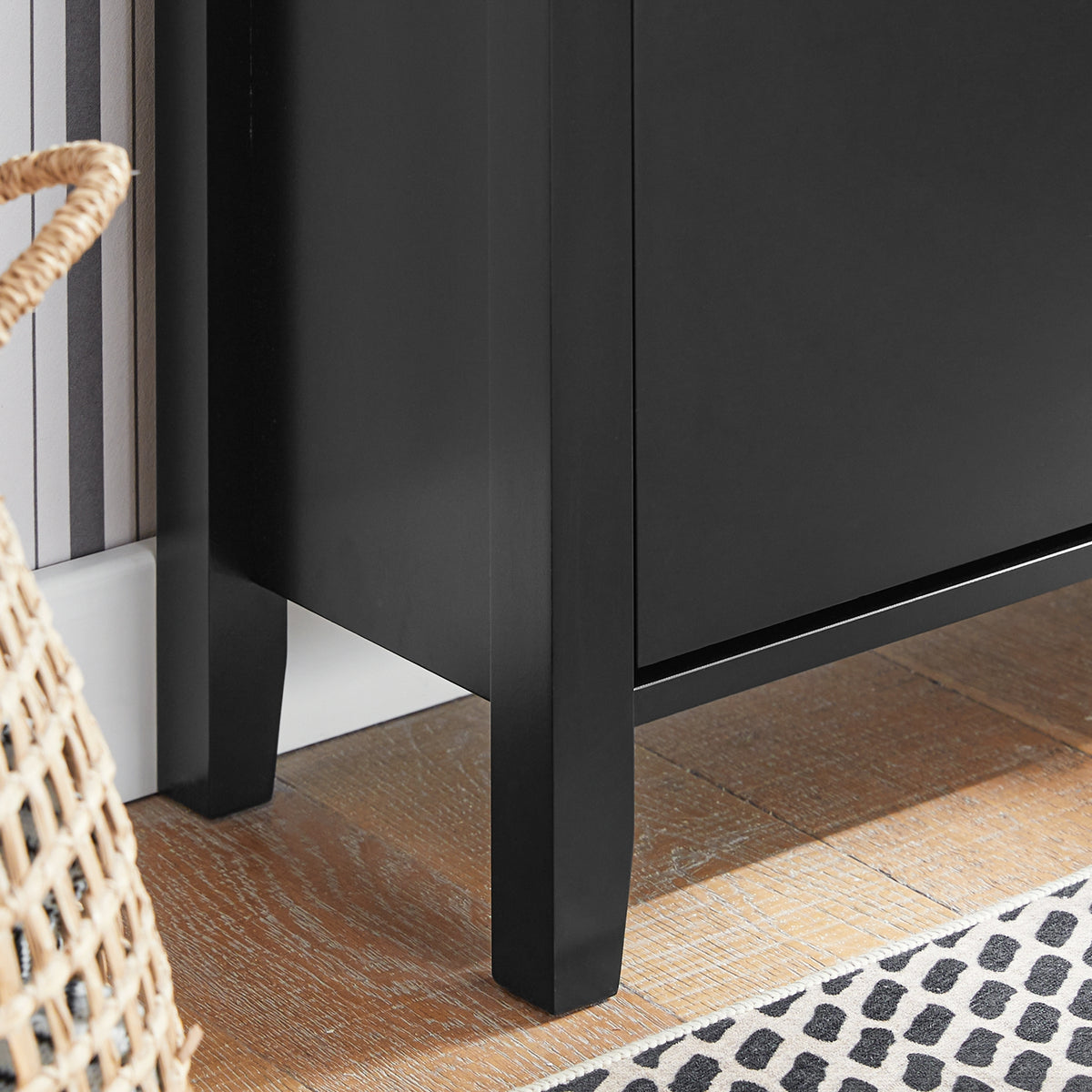 SoBuy FSR89-SCH Dulap de Pantofi cu 2 Uși Rabatanate și Sertar Mare, Raft pentru 12 Perechi în Hol/Intrare – 80x25x108 cm, Negru