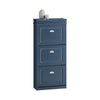 SoBuy FSR94-B Dulap de Pantofi cu 3 Uși Basculante, Sertar și Cârlig pentru Hol Intrare – 53x24x118 cm, Albastru