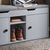 SoBuy FSR96-DG Banc pentru Pantofi cu Pernă Căptușită și Rafturi, Mobilier pentru Hol – 100x34x47 cm, Gri Închis