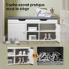 SoBuy FSR96-W Banc pentru Pantofi cu Pernă Căptușită, 2 Uși, 3 Rafturi Ajustabile – Organizator de Pantofi Modern pentru Mobilierul de Intrare – 150kg – Alb 100x34x47cm