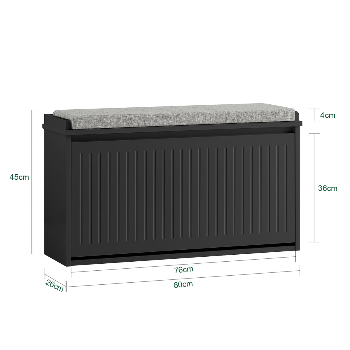 SoBuy FSR98-L-SCH Banc de Pantofi cu Pernă Căptușită și 1 Clapetă pentru Intrare Hol – 80x26x45 cm, Negru
