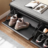 SoBuy FSR98-XL-SCH Banc Chaussures Entrée Meuble Chaussure avec Assise Coussin Rembourré et 2 Abattants - Meuble de Rangement Chaussures, L100 x P26 x H46 cm - Capacité de Charge 158 kg, Noir